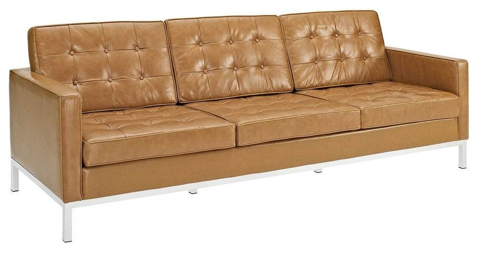 Modern Contemporary Living Room Loveseat and Sofa 2-Piece SetSet Tan