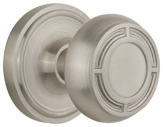 Single Classic Rosette With Round Clear Mission Knob, Satin Nickel