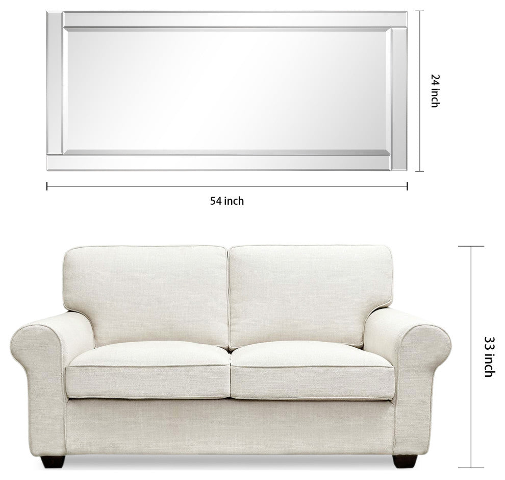Modern Beveled Wall Mirror, 24"x54"