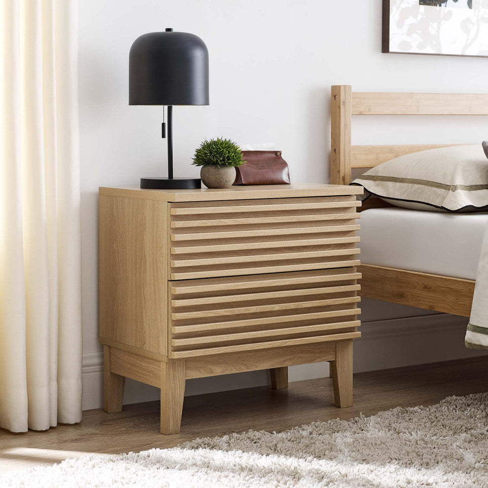 Render Two-Drawer Nightstand, Oak