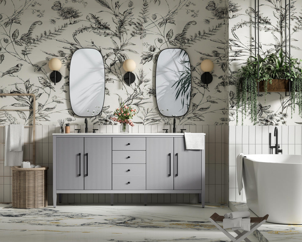 Home Living 72" Double Bathroom Vanity, Grey