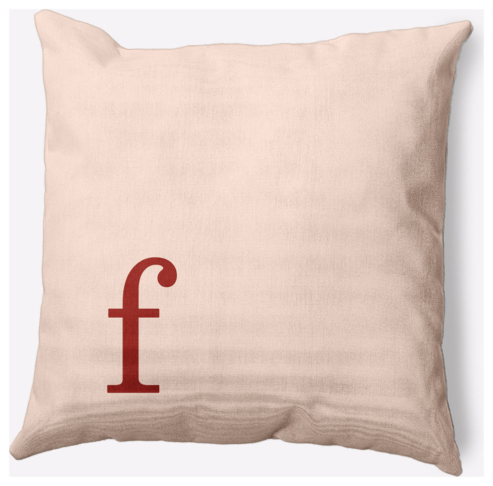 18" x 18" Modern Monogram Indoor/Outdoor Polyester Throw Pillow, Maple Red