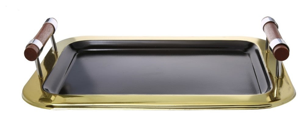 Classic Touch Black Rectangular Tray with Gold Border