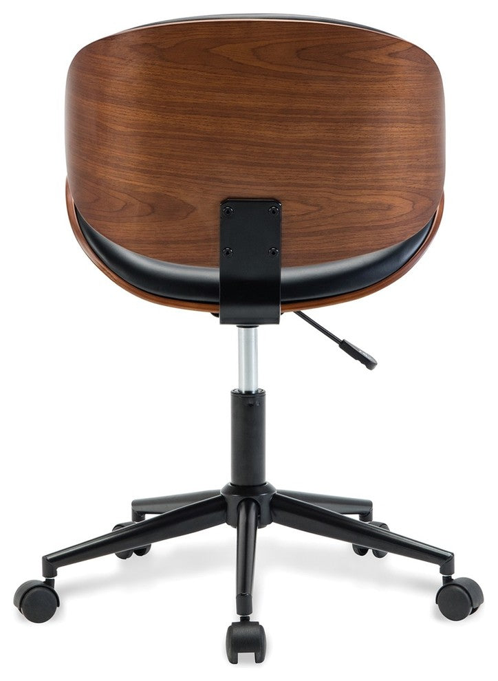 Mid-Century Swivel Office Desk Chair, Black