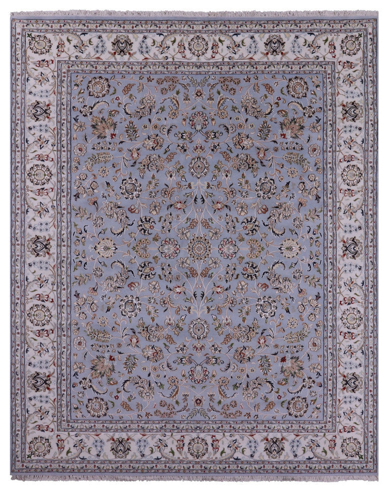 8' 2" X 10' 2" Wool & Silk Hand Knotted Persian Nain Rug - Q14712