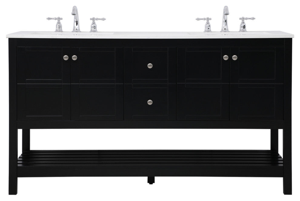 Tucker Black 60" Double Sink Bathroom Vanity