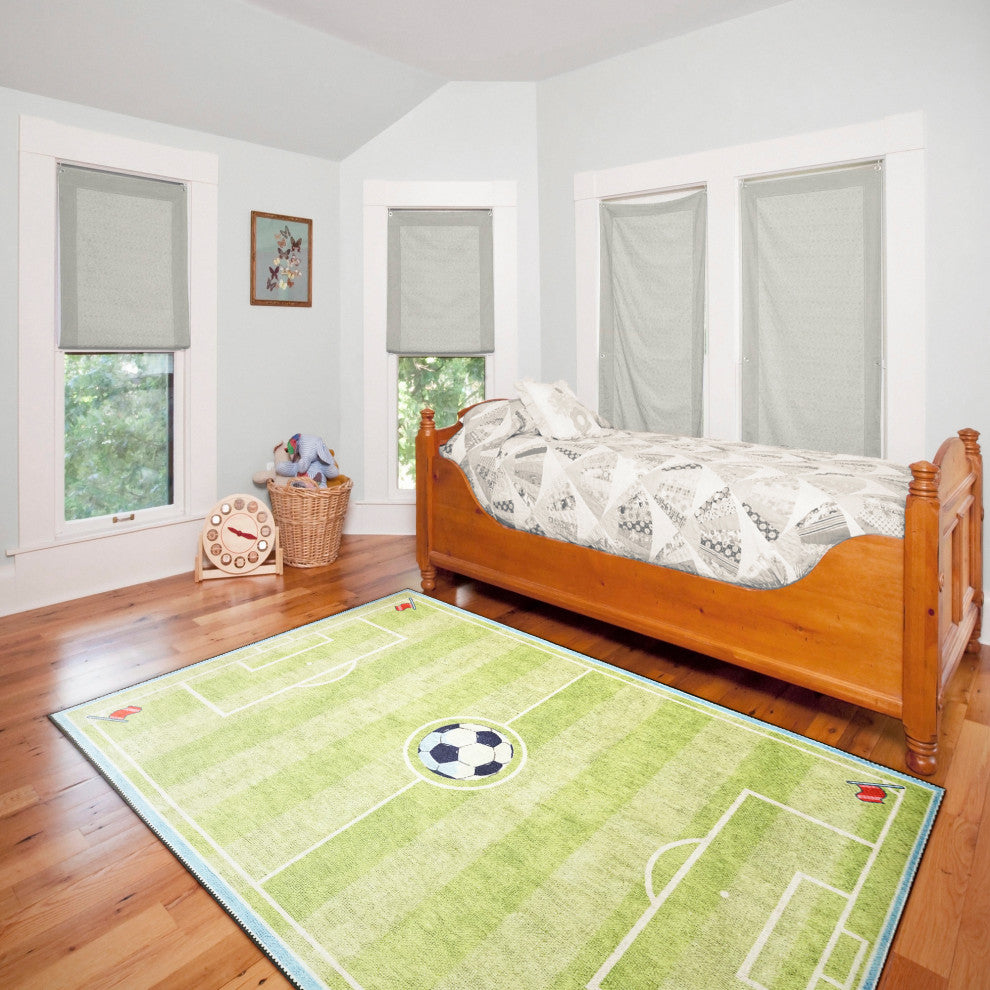 Kidz Soccer Green Area Rug, 4'x6'