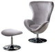 Benzara BM172744 Scooped Design Accent Chair With Ottoman, Gray