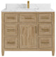 Santa Monica 42 Single Sink Bath Vanity in Whitewashed Teak 1.5" White Quartz