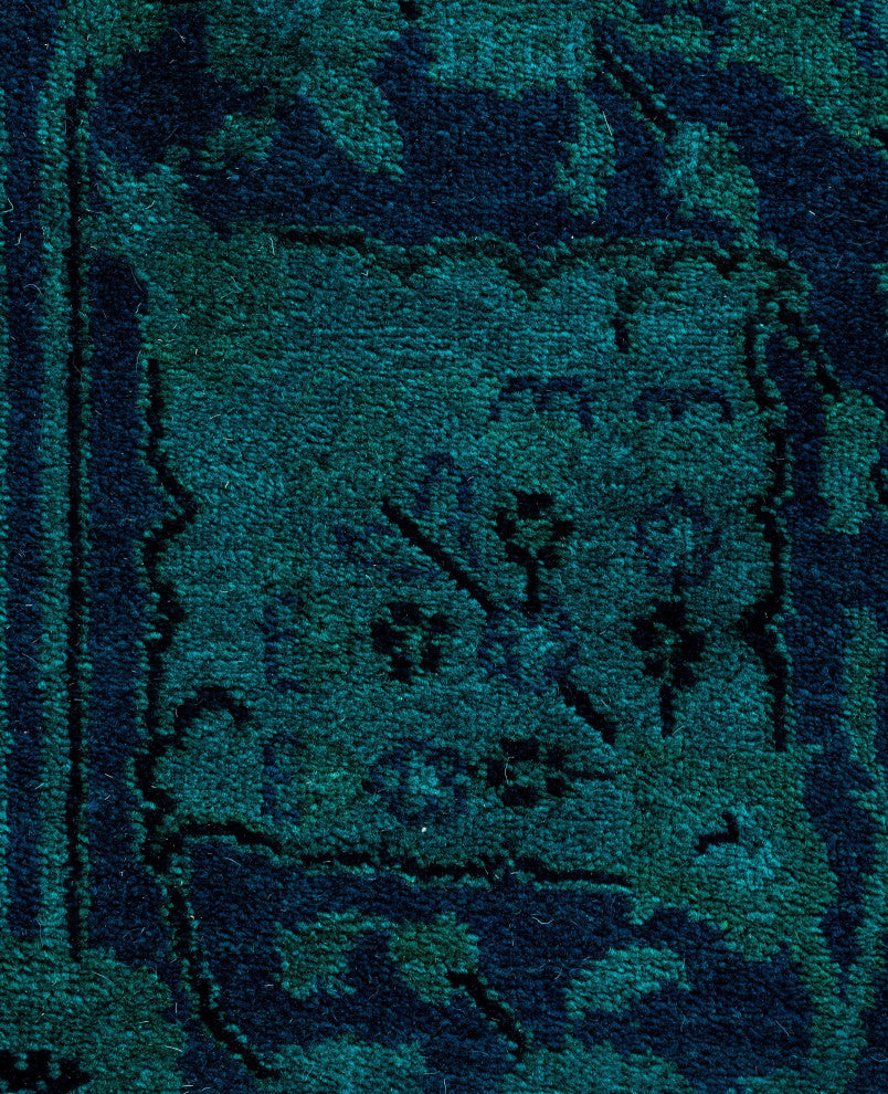Overdyed One-of-a-Kind Hand-Knotted Area Rug Green, 3' 1" x 5' 2"
