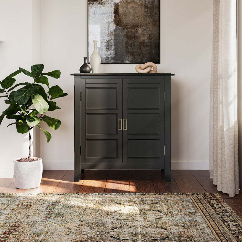 Burlington Solid Wood Low Storage Cabinet, Black