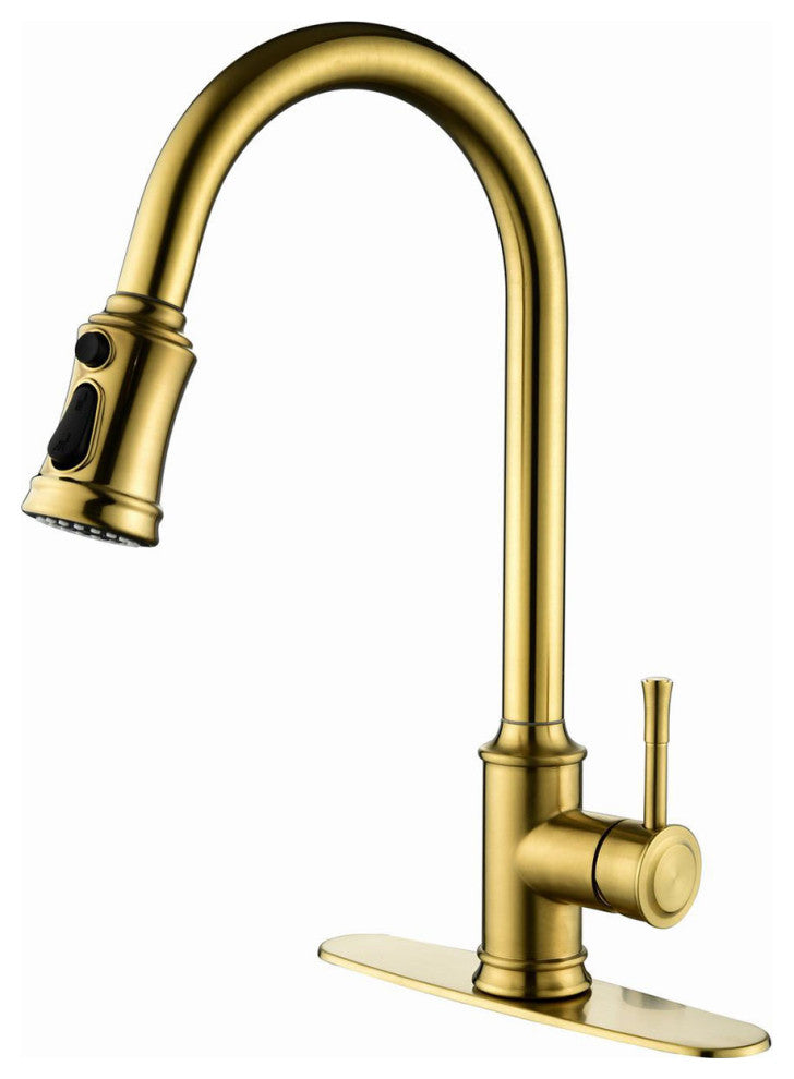 Touch Kitchen Sink Faucet With Pull Down Sprayer, Single-Handle, Brushed Gold