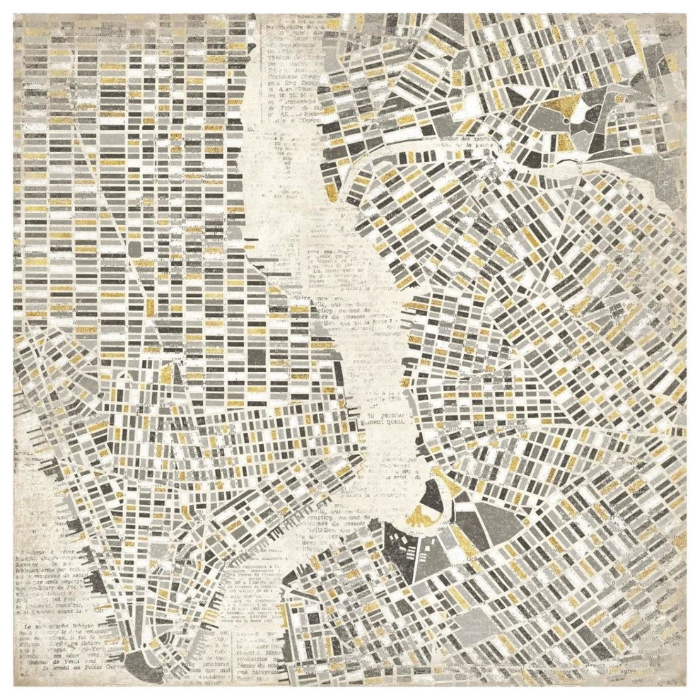 "Neutral New York Map" Digital Paper Print by Laura Marshall, 38"x38"
