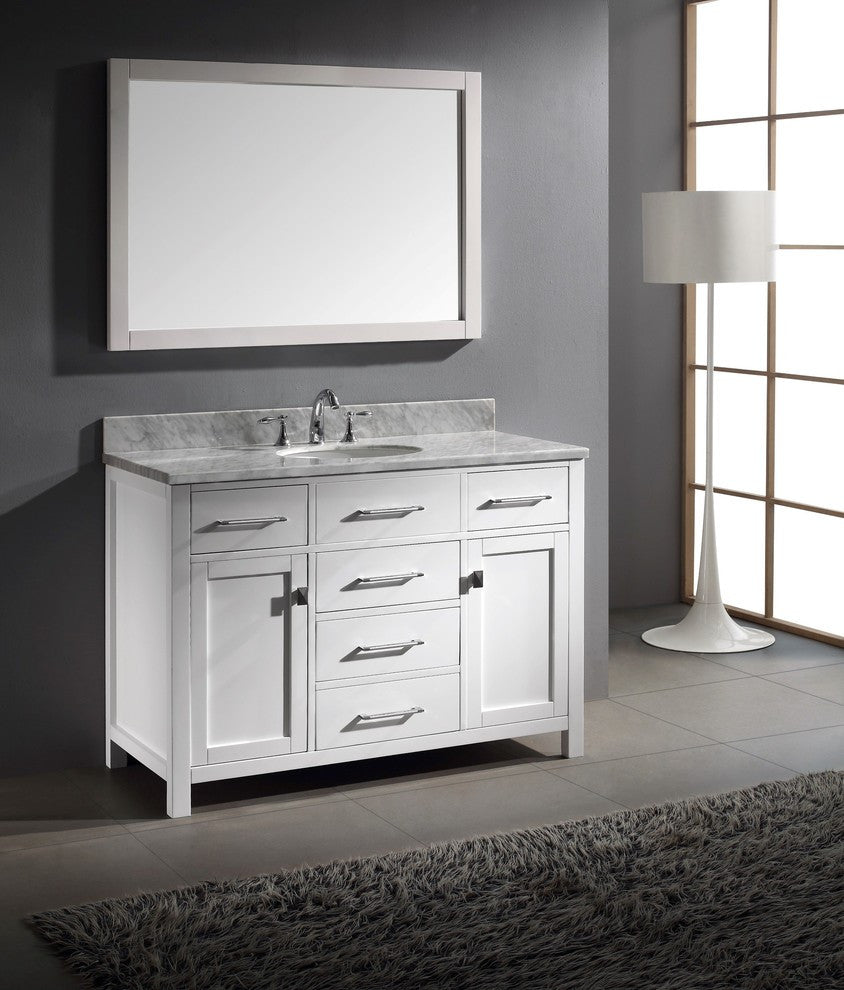 Caroline 48" Single Bathroom Vanity Set White, Marble Countertop