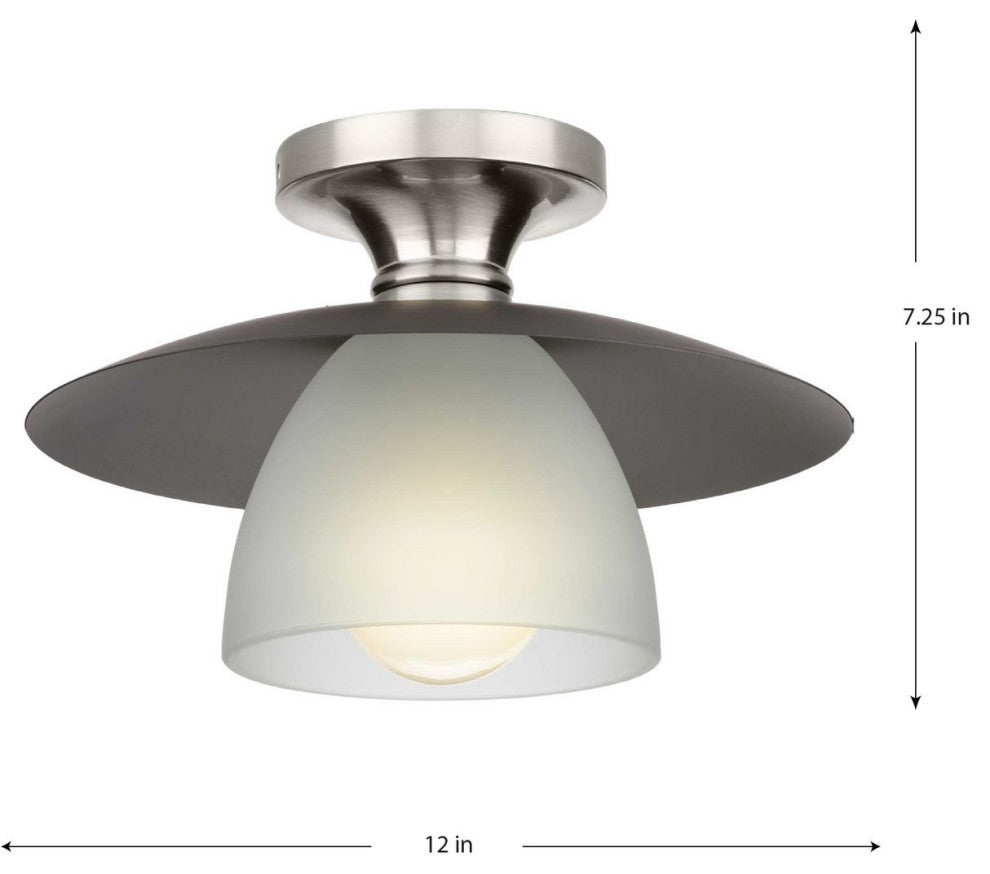 Trimble Collection One-Light Brushed Nickel 12" Semi-Flush Mount