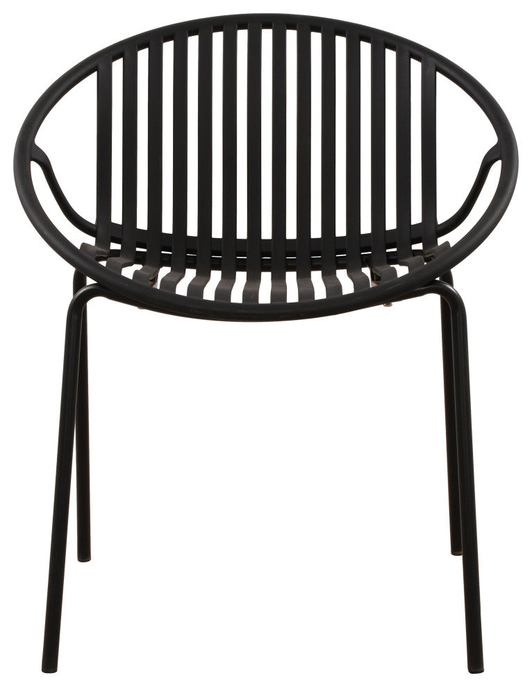 GDF Studio 7-Piece Outdoor Dining Set, Table & Stackable Chairs, Black/Teak
