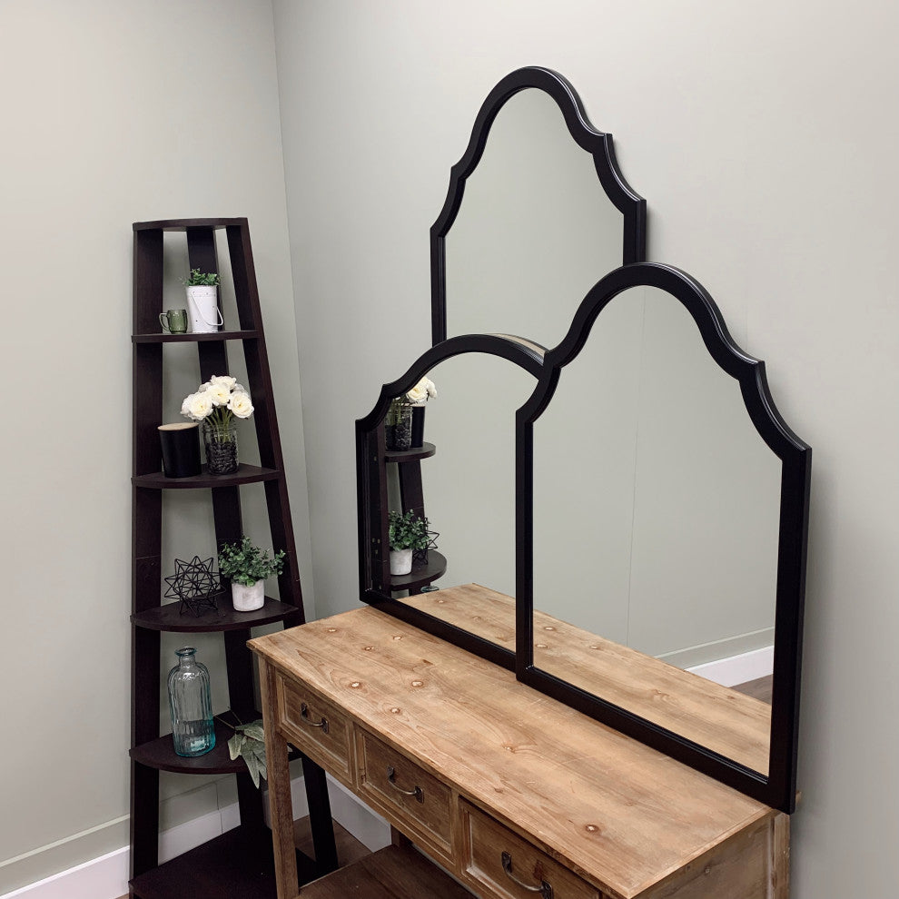Pescara Framed Vanity Mirror, Peaks Cathedral, 24.4"x32.4", Matte Black