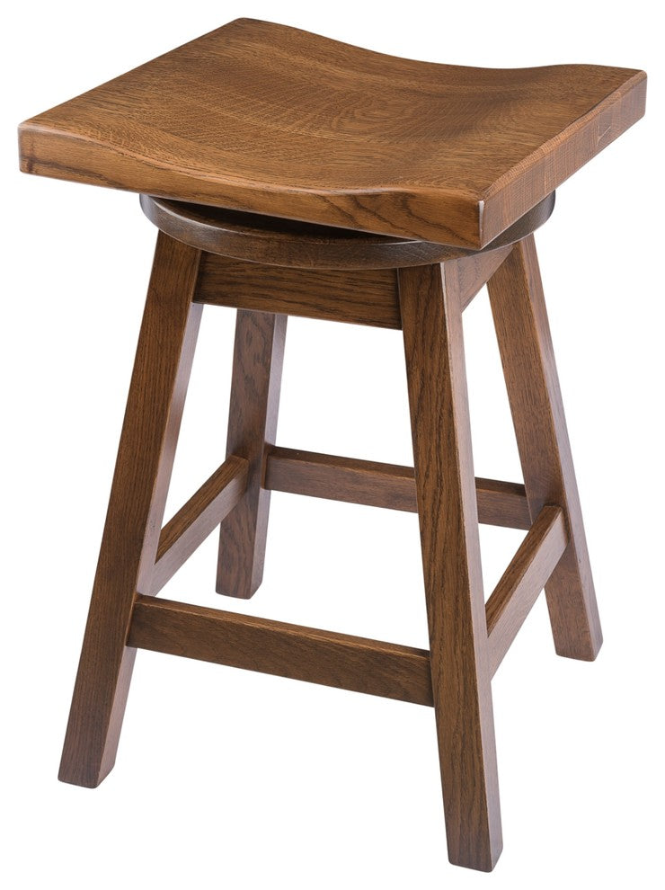 Rustic Urban Swivel Bar Stool in Quarter Sawn Oak, Cappuccino, Bar Height, 30"