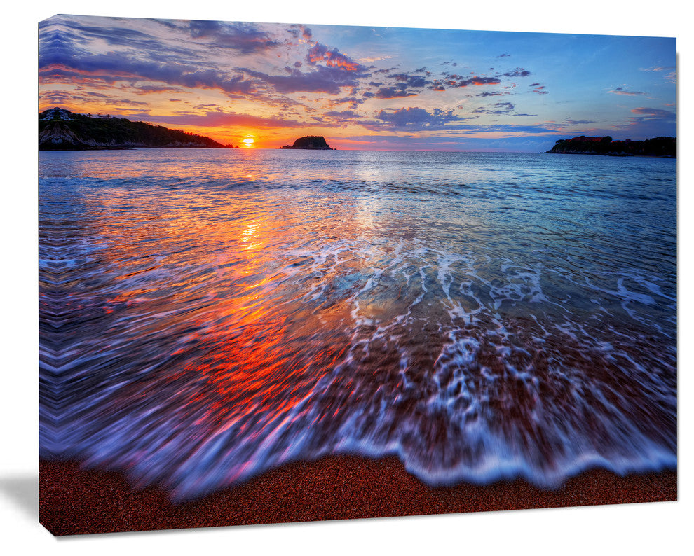 Placid Shore and Whimsical Clouds, Seashore Canvas Art Print, 20"x12"