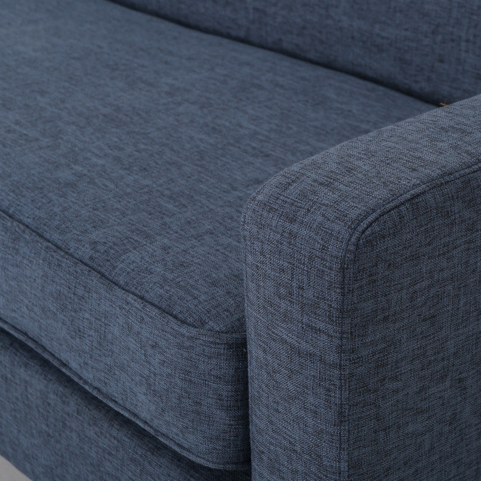 GDF Studio Stratford Mid Century Modern Fabric Sofa and Club Chairs Set, Dark Bl