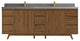 Madison Teak 84 Double Sink Bath Vanity in Dark Natural 2" Piatra Gray