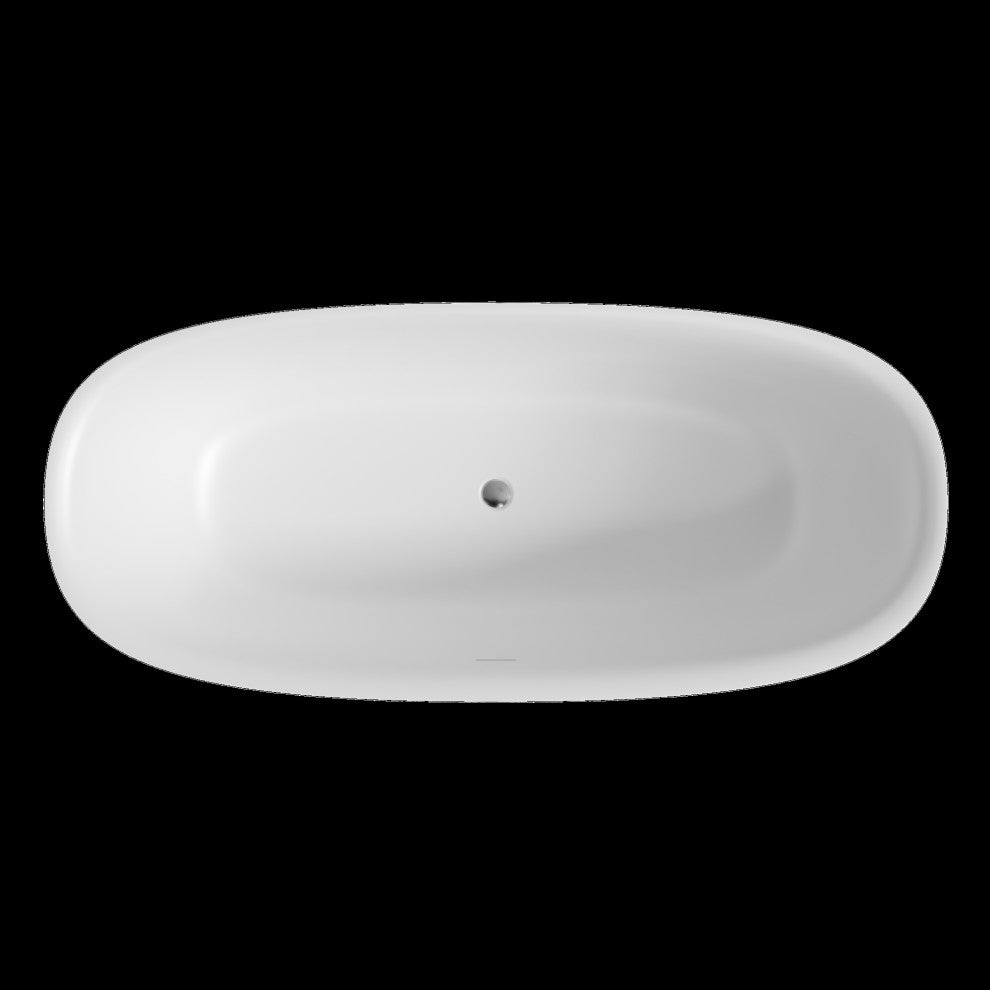 Perlato Ravenna 67" Eco-Lapistone Freestanding Soaker Tub, White Satin