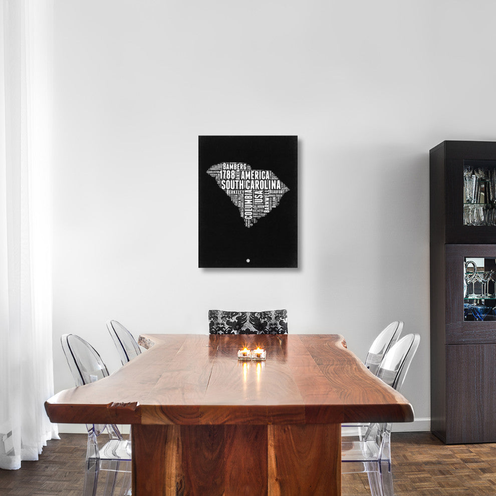 "South Carolina Black and White Map" Fine Art Print