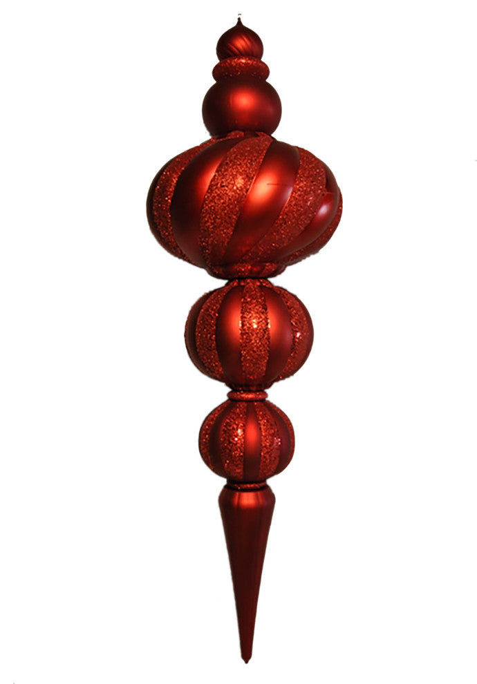 80" Oversized Red Finial With Glitter Finish Red