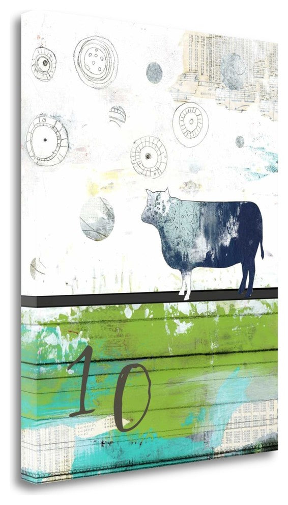 "Cow 10" By Sarah Ogren, Giclee Print on Gallery Wrap Canvas, Ready to Hang