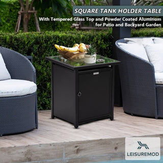 LeisureMod Walbrooke Patio Square Tank Holder, Black