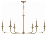 Presley Six Light Chandelier, Aged Brass