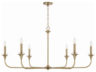 Presley Six Light Chandelier, Aged Brass