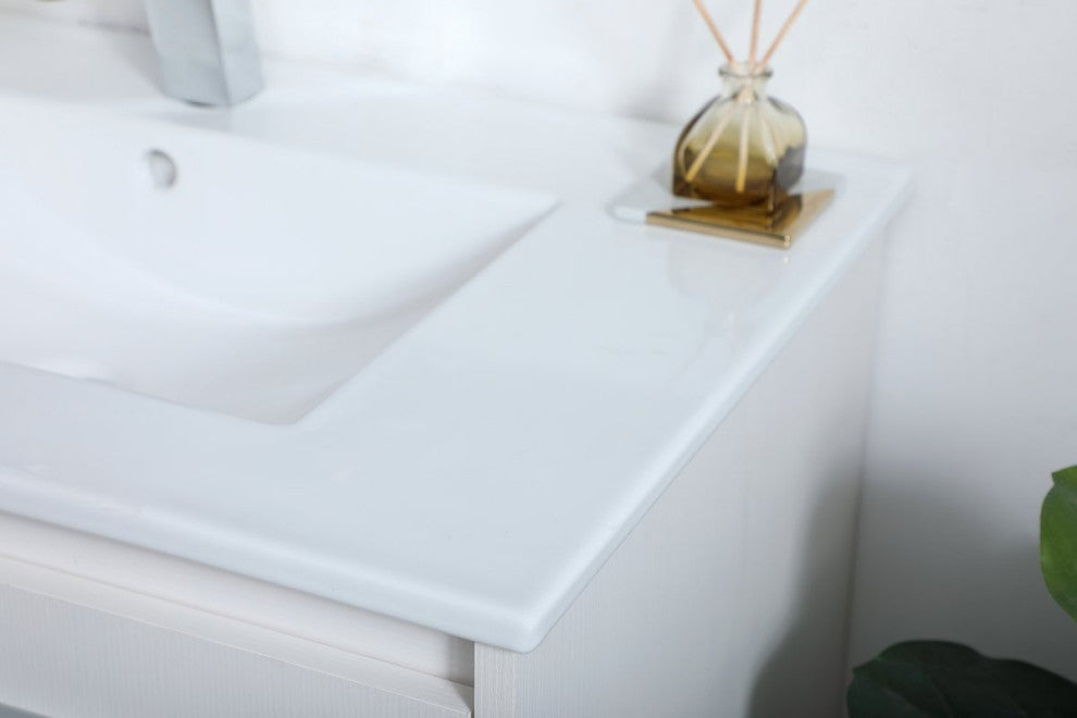 Single Bathroom Floating Vanity, White, 30"