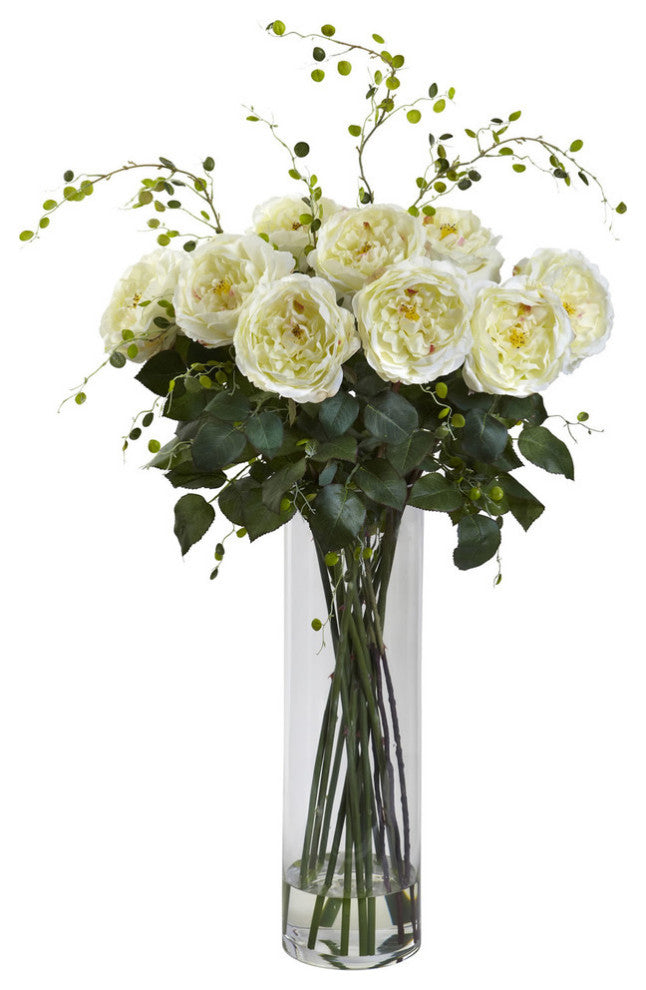Giant Fancy Rose & Willow Arrangement, White