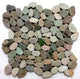 Sliced Small Oval Lovebird Pastel Golden Blue Pebble Tile, 12x12 for Backsplash