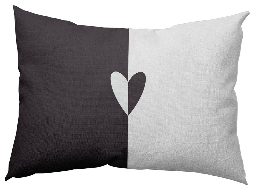 Modern Heart Decorative Throw Pillow, Dark Gray, 14"x20"