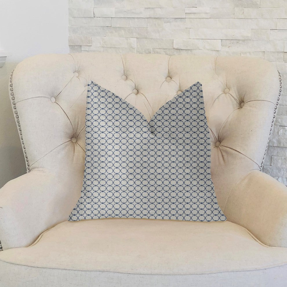 Object Lens Blue and Beige Luxury Throw Pillow, 16"x16"