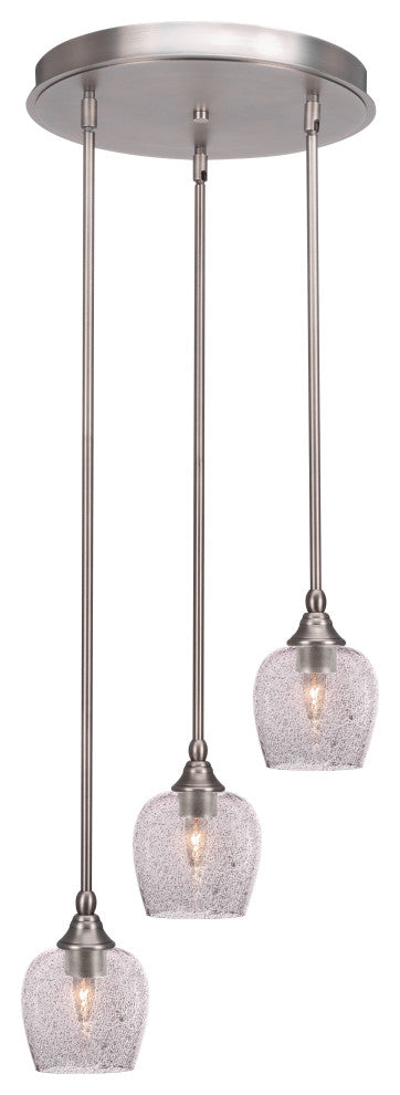 Empire 3-Light Cluster Pendalier, Brushed Nickel/Smoke Bubble