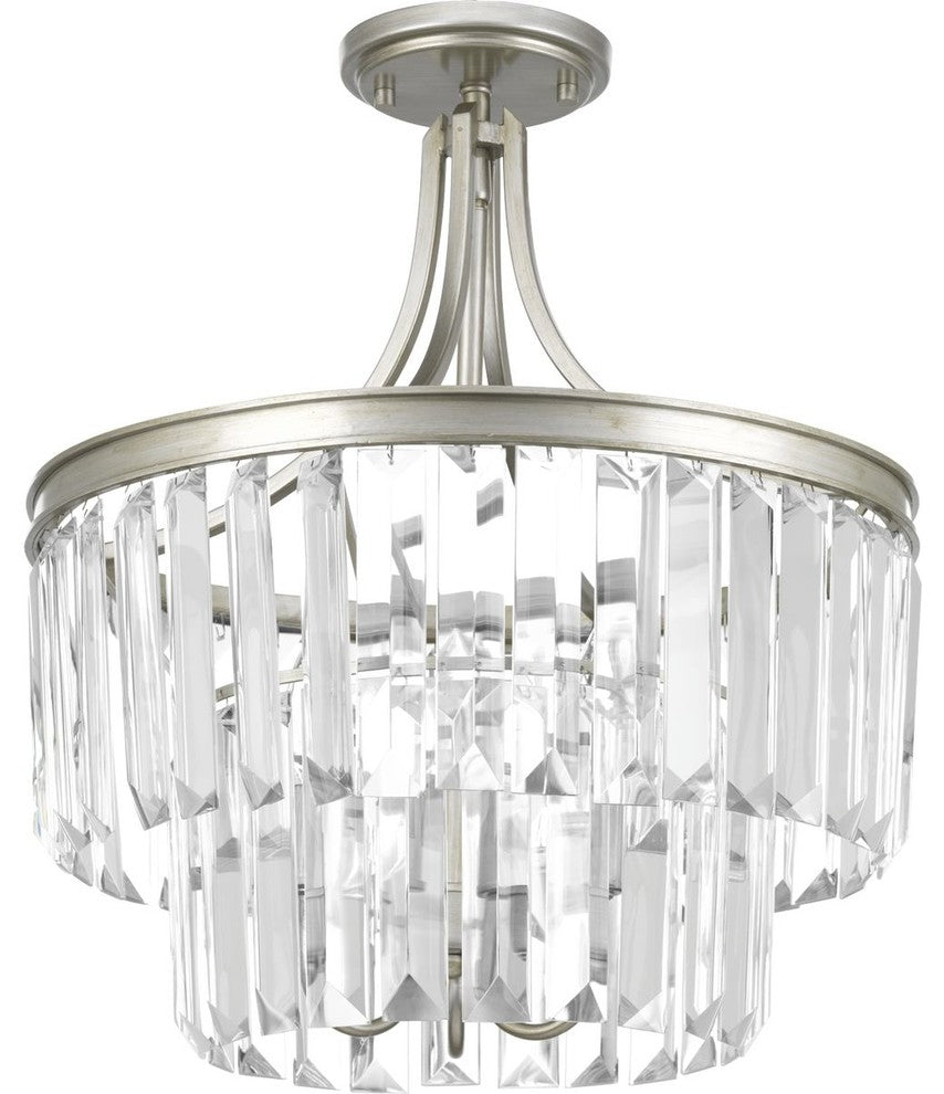 Progress Lighting Glimmer 3-Light Semi-Flush Convertible, Silver Ridge