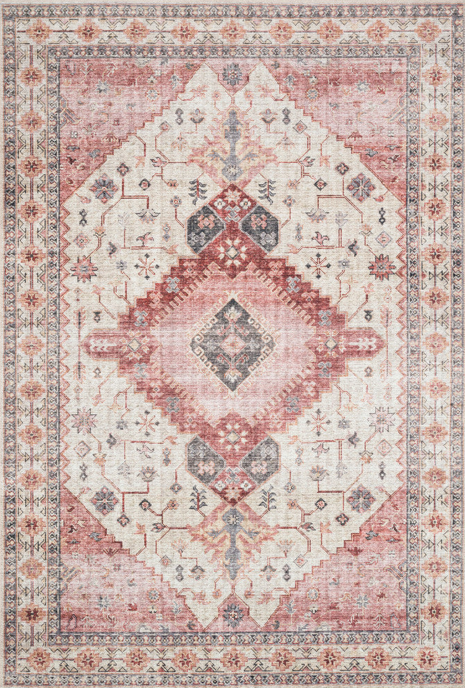 Loloi II Skye Area Rug, Ivory/Berry, 3'6"x5'6"