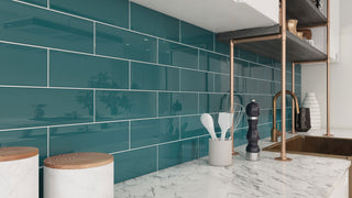 4"x12" Glass Subway Collection, Dark Teal