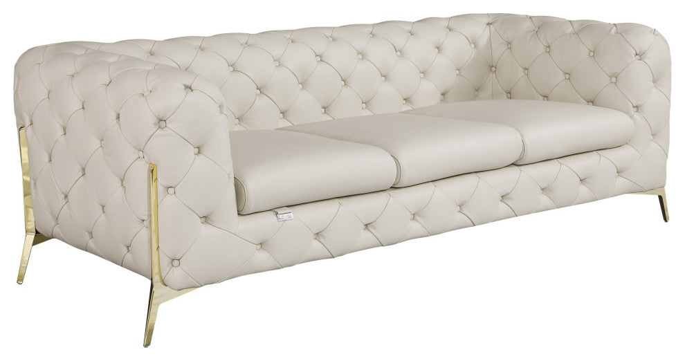 Angelica Italian Leather 2 Chair Set, Beige
