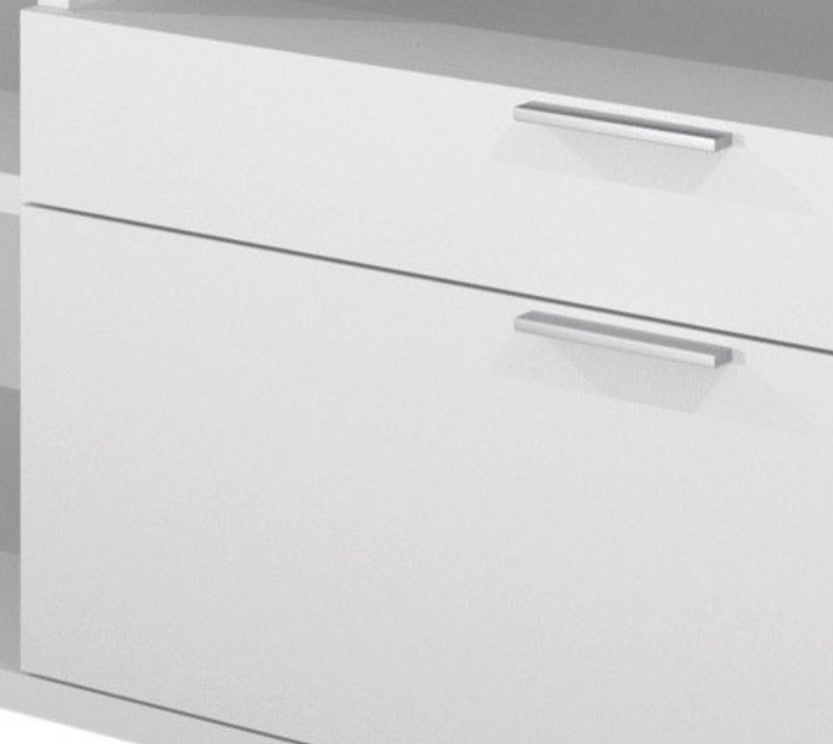 Sideboard, Spacious Design With 3 Open Shelves & 2 Storage Drawers, White