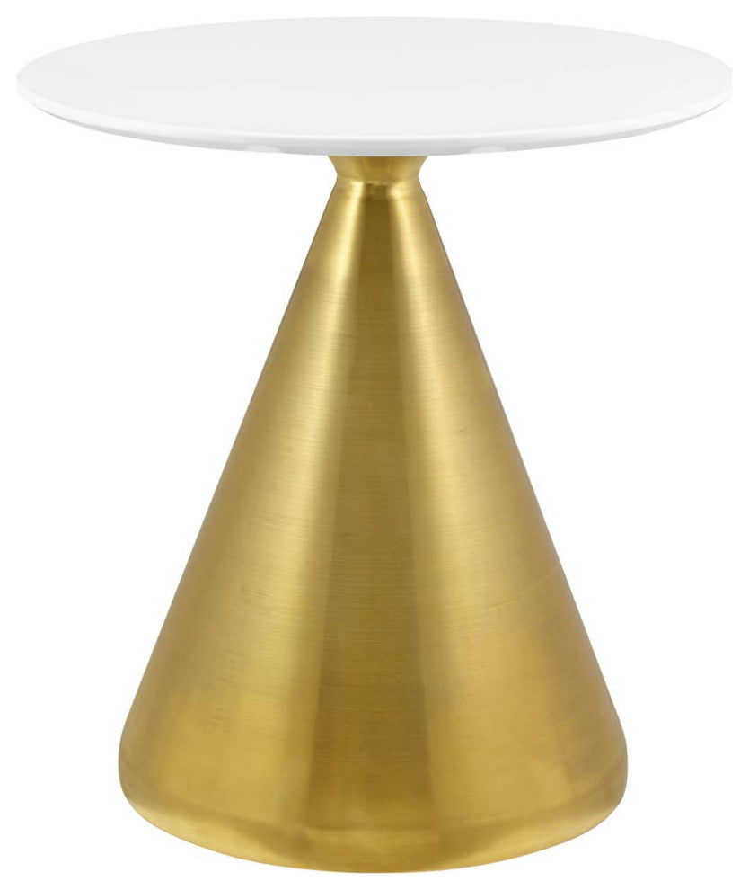 Dining Table, Round, Wood, Metal, Gold White, Modern, Cafe Bistro Restaurant