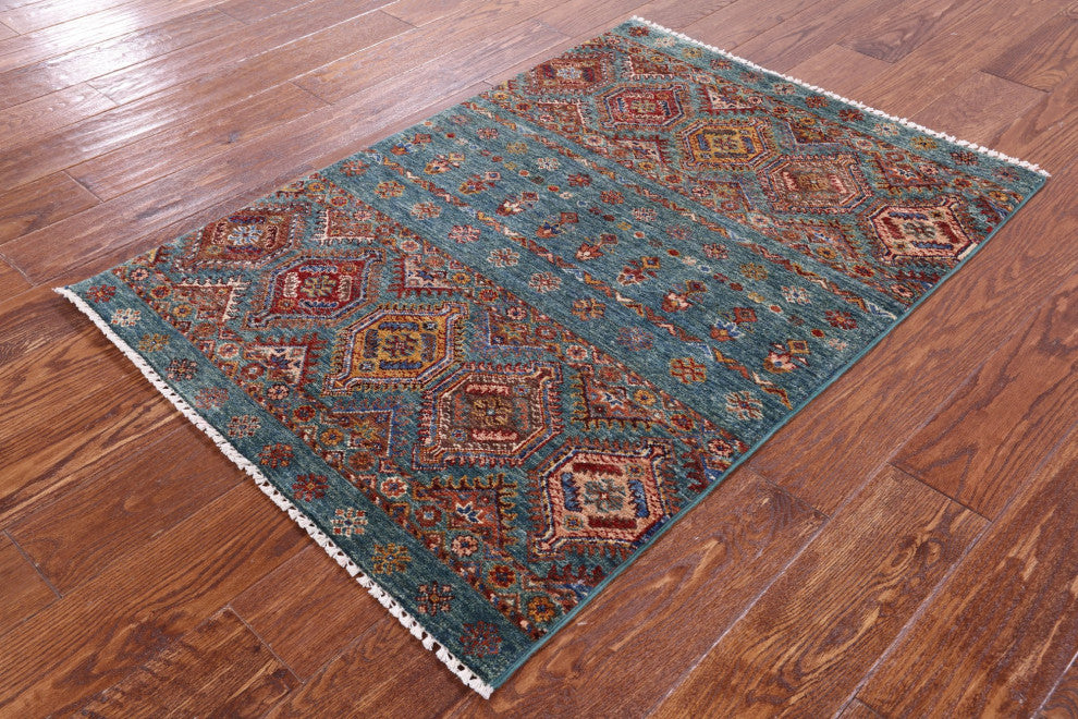 Khorjin Super Kazak Handmade Wool Rug 2' 10" X 4' 0" Q10832