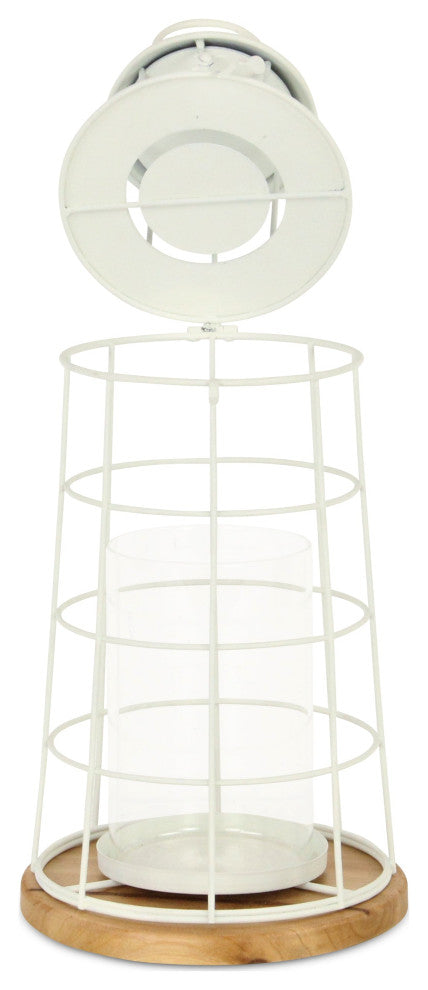 Caler White Lighthouse Styled Metal Lantern - Large