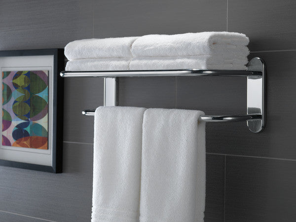 Delta Brass Towel Shelf With Single Bar Concealed Mounting, Polished Chrome, 24"