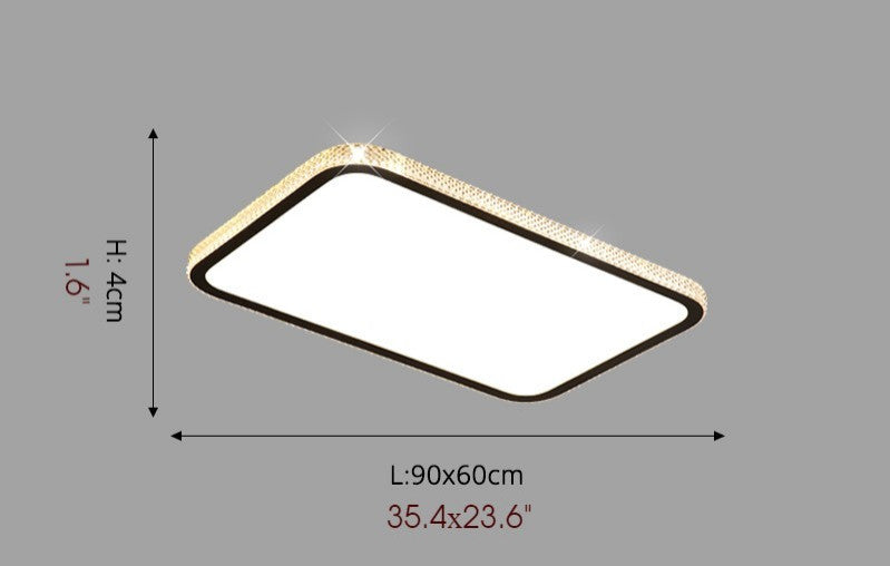 Abbiategrasso | Rectangle Crystal LED Ceiling Light, Black, Brightness Dimmable