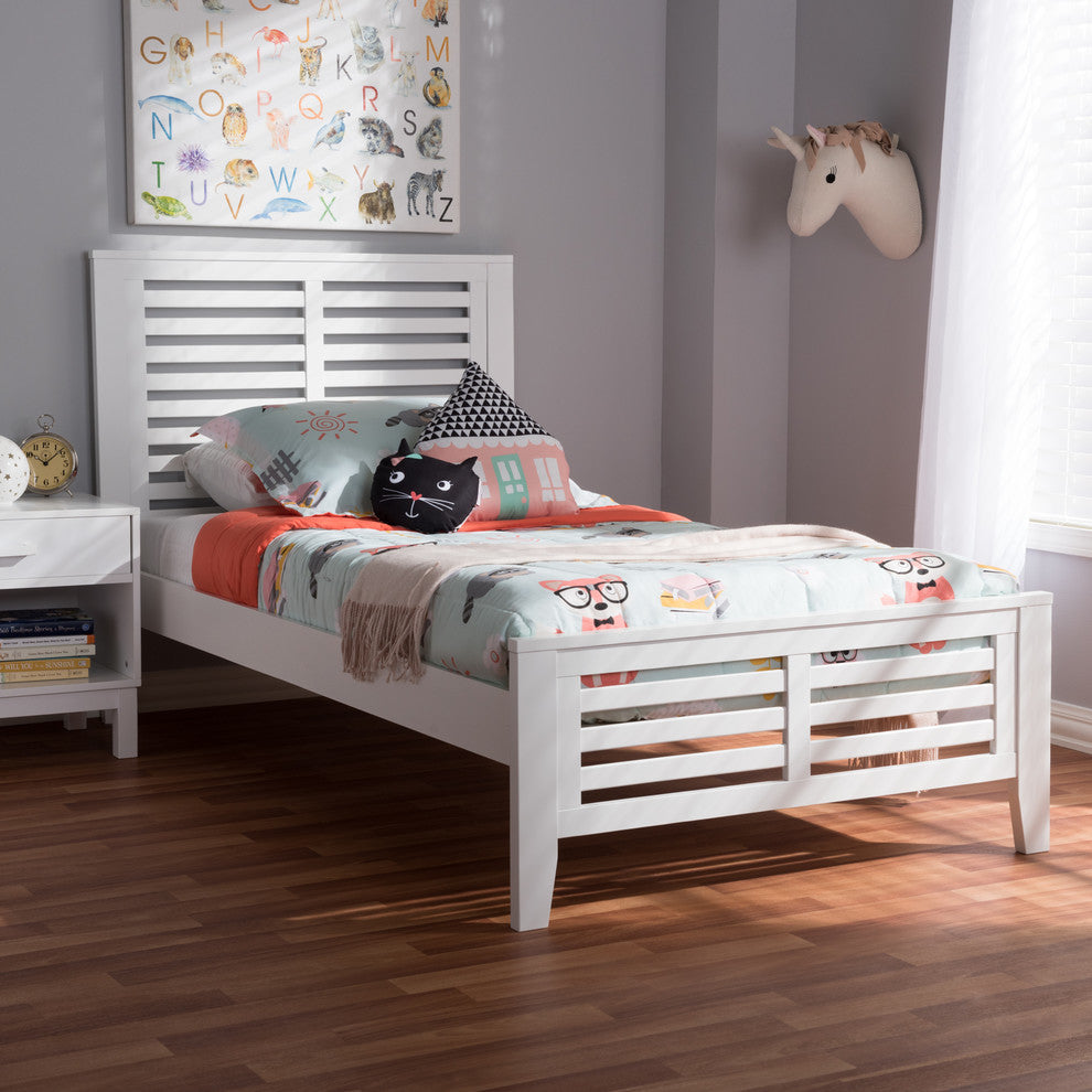 Sedona Modern Classic Mission Style White-Finished Wood Twin Platform Bed
