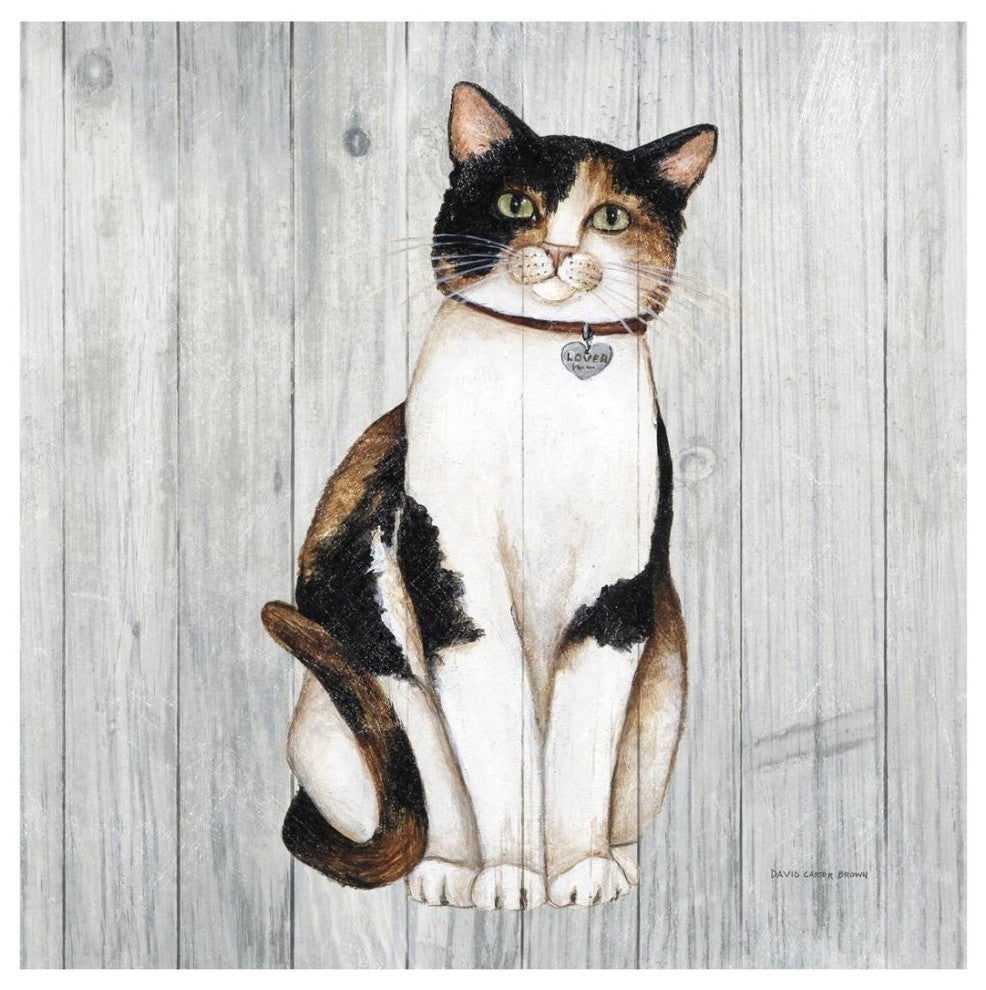 "Country Kitty III on Wood" Digital Paper Print by David Carter Brown, 26"x26"